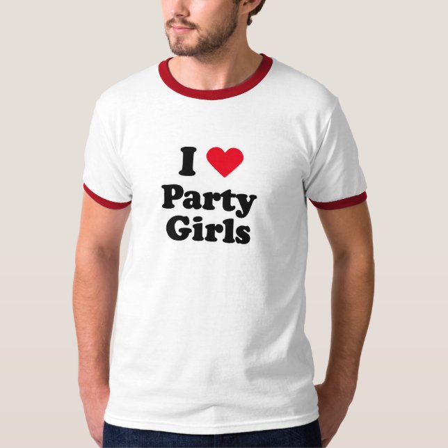 T-shirt J'aime des filles de partie (Devant)