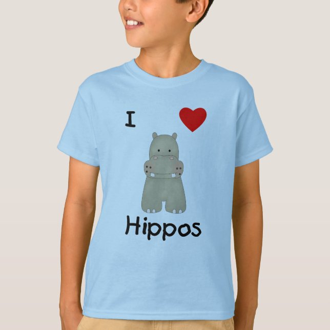 T-shirt J'aime des hippopotames (3) (Devant)