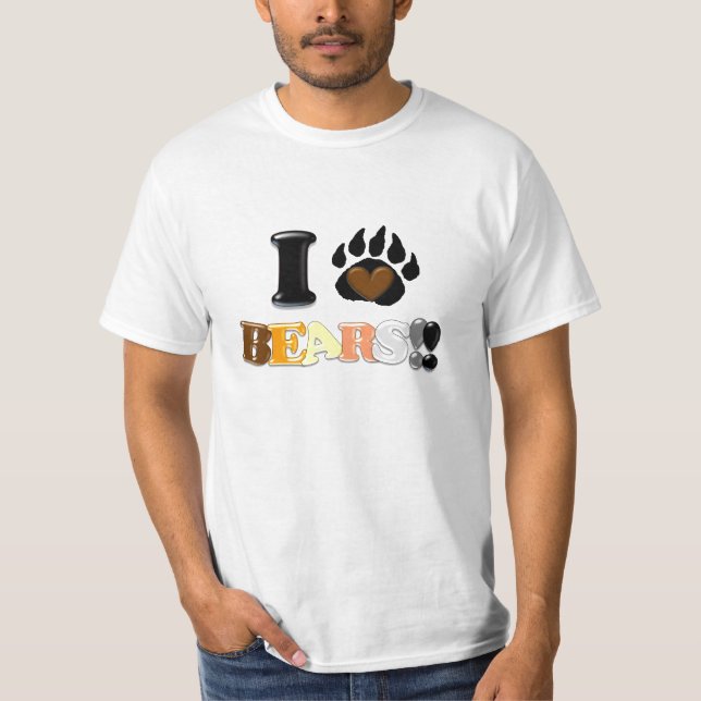T-shirt J'aime des ours ! ! (Pièce en t de valeur) (Devant)