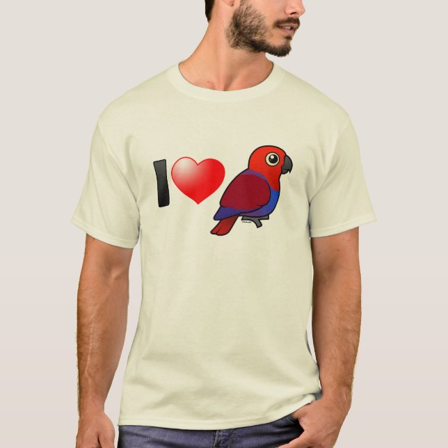 T-shirt J'aime des perroquets d'Eclectus (femelles) (Devant)