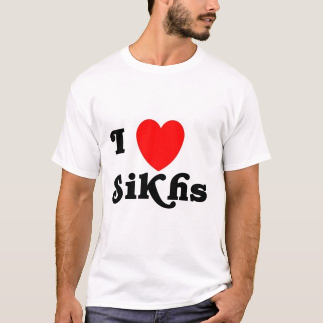 T-shirt J'aime des Sikhs (le texte classique) (Devant)