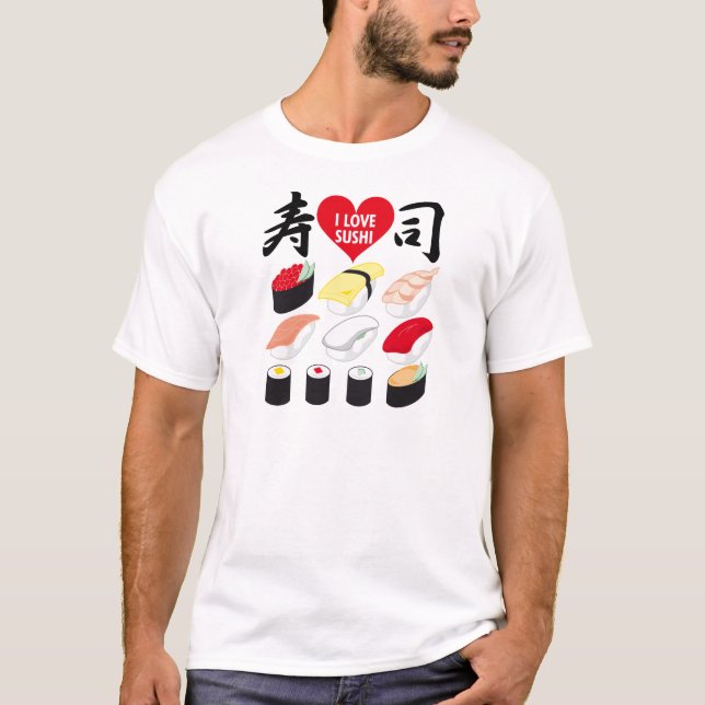T-shirt J'aime des sushi (Devant)