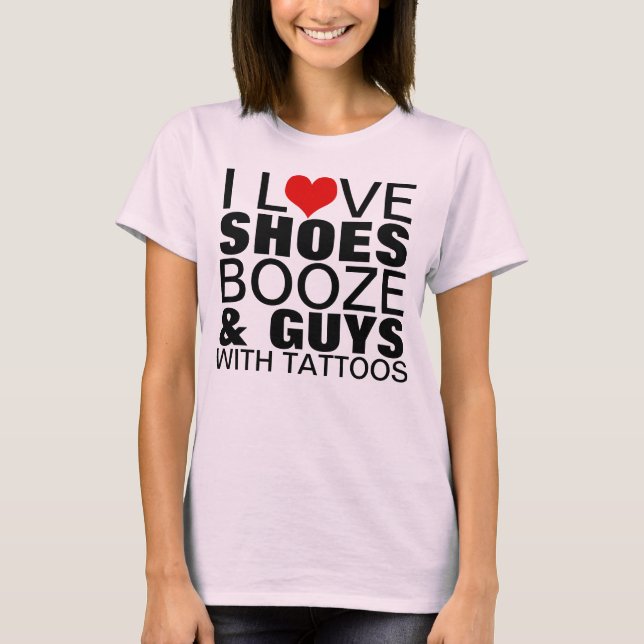 T-shirt J'aime des tatouages de types de boissons (Devant)