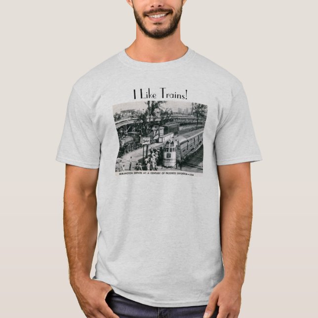 T-shirt J'aime des trains vintages (Devant)