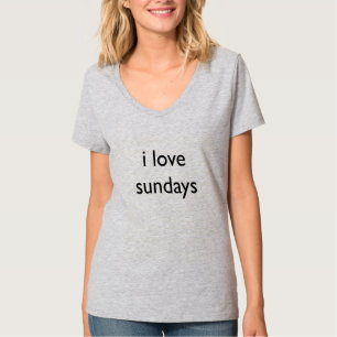 T-shirt J'aime dimanche, gris de slogan de chandail de mot