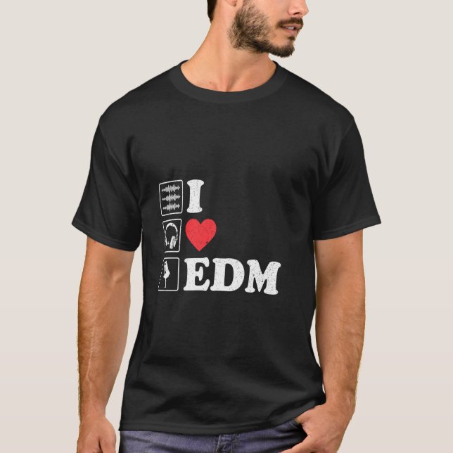 T-shirt J'Aime Edm Pour Fêtes Et Festivals Dj Heart (Devant)