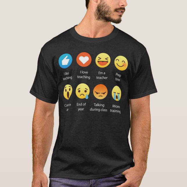 T-shirt J'aime enseigner à émoticône d'Emoji de professeur (Devant)