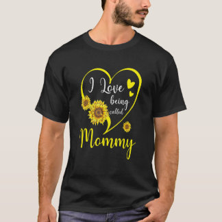 T-shirt J'Aime Être Appelé Maman Tournesol Coeur Mères