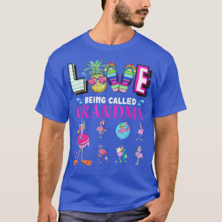 T-shirt J'Aime Être Appelée Grand-Mère Flamant rose D'Été