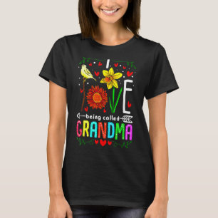 T-shirt J'Aime Être Appelée Grandma Mimi Nana Gigi Flower