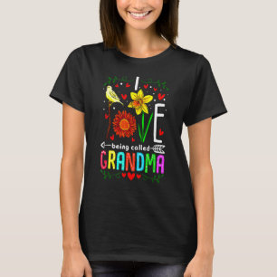T-shirt J'Aime Être Appelée Grandma Mimi Nana Gigi Flower