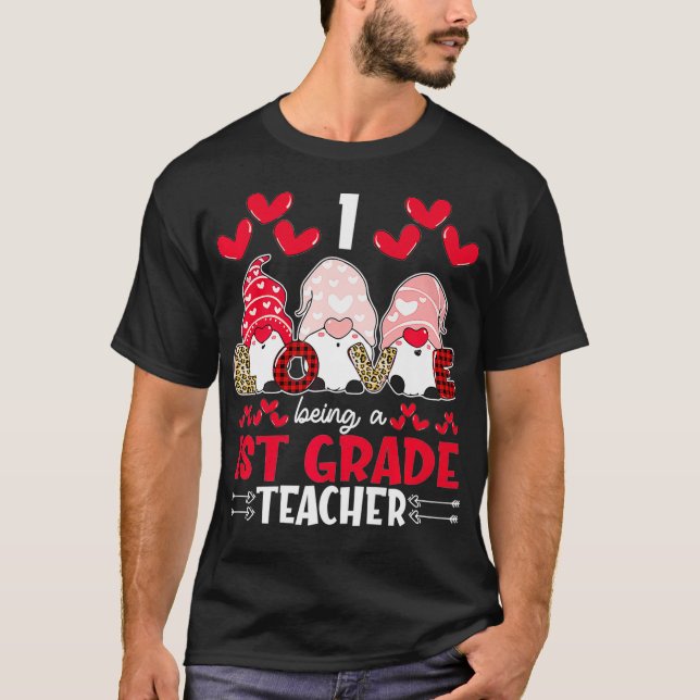 T-shirt J'aime être enseignant de 1ère année Valentines Gn (Devant)