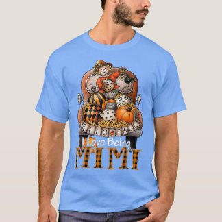 T-shirt J'Aime Être Mimi Agriculteur Plaid Truck Citrouill