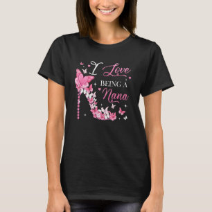 T-shirt J'aime être Nana High Heel Butterflies Mère D