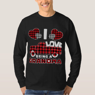 T-shirt J'Aime Être Un Camion Rouge Grand-Mère Avec Coeur 