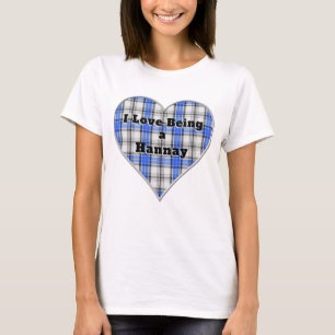 T-shirt J'aime être un clan Hannay Tartan Coeur Plaid
