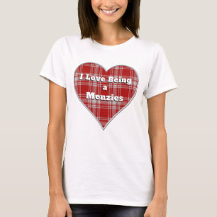 T-shirt J'aime être un Clan Rouge Tartan Coeur Plaid