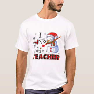 T-shirt J'Aime Être Un Enseignant Noël Dabbing Snowman D