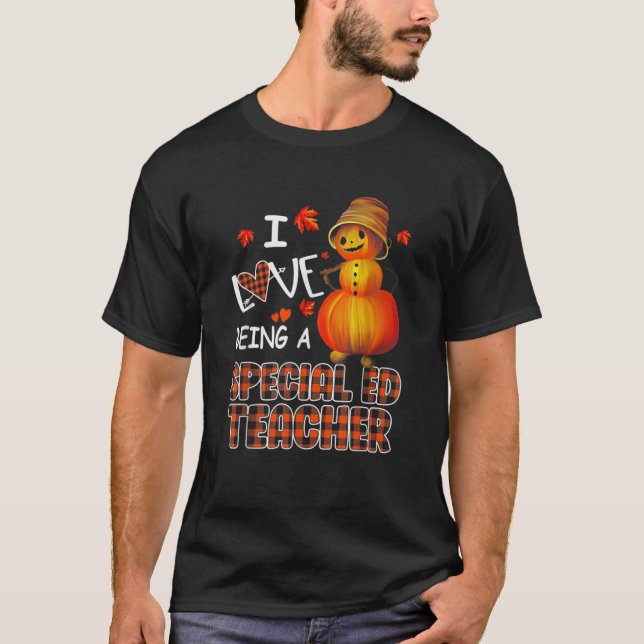 T-shirt J'Aime Être Un Enseignant Spécial Citrouille Autom (Devant)