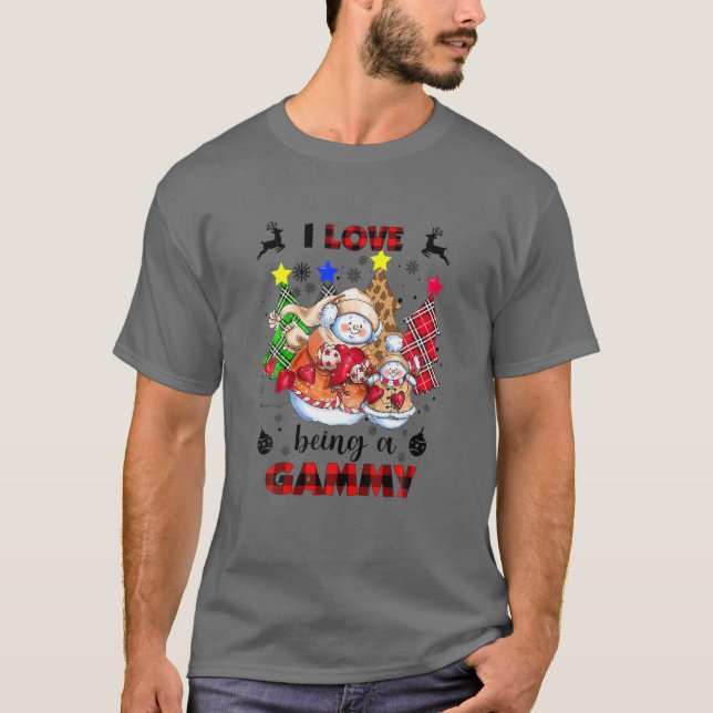 T-shirt J'Aime Être Un Gammy Snowman sapin de Noël R (Devant)