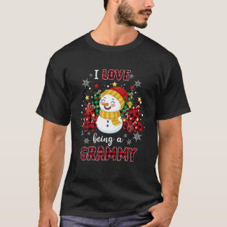 T-shirt J'Aime Être Un Grammy Snowman Noël Arbre Noël Noël