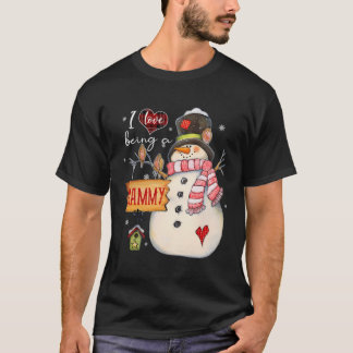 T-shirt J'Aime Être Un Mammy Snowman Funny Famille Christm