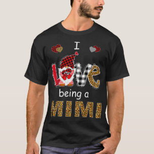 T-shirt J'Aime Être Un Mimi Amour Gnome Leopard Plaid Moth