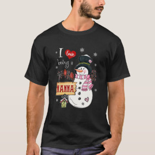 T-shirt J'Aime Être Un Nanna Snowman Noël Funny Noël