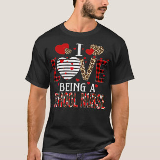 T-shirt J'Aime Être Une Infirmière Rouge Coeurs Plaid Vale