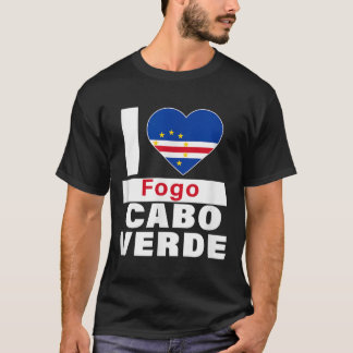 T-shirt J'aime Fogo Cabo Verde avec le cœur du drapeau du