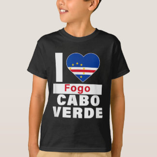 T-shirt J'aime Fogo Cabo Verde Avec Le Drapeau Du Cap-Vert