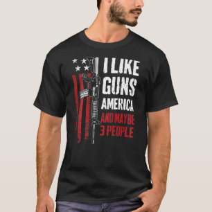 T-shirt J'Aime Guns America Peut-Être 3 Gens Gun Plaisante