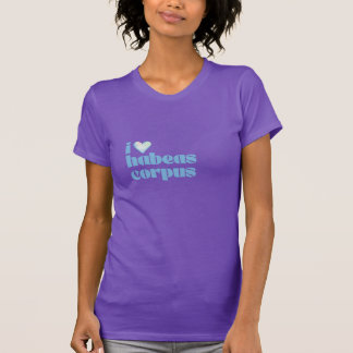 T-shirt j'aime habeas corpus bleu sur violet