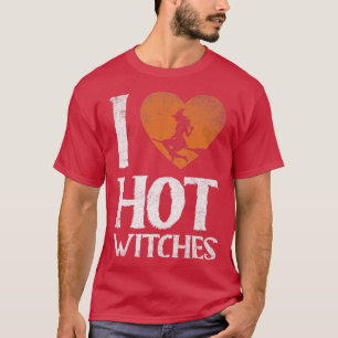 T-shirt J'aime Hot Witches Funny Halloween Sey sorcières S
