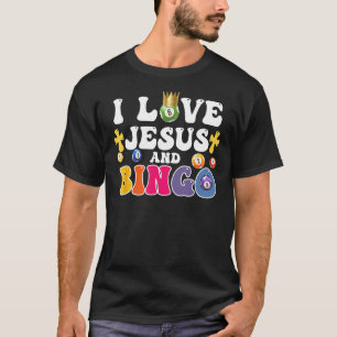 T-shirt J'Aime Jésus Et Bingo Christian Cross Board Jeux
