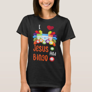 T-shirt J'Aime Jésus Et Bingo Christian Cross Board Jeux