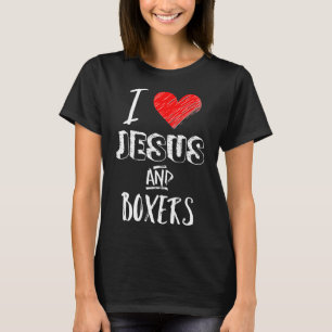 T-shirt J'Aime Jésus Et Chiens Boxers Secourt Chrétienne