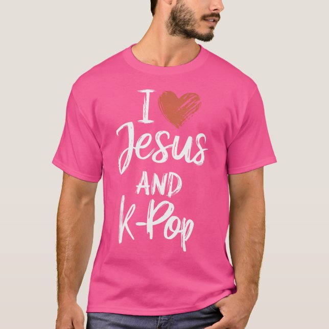 T-shirt J'Aime Jésus Et K-Pop Chrétien Religieux K-Pop L (Devant)