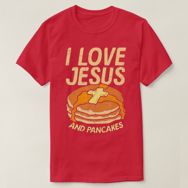T-shirt J'Aime Jésus Et Les Pancakes (Design devant)