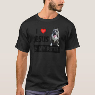 T-shirt J'aime Jésus et ma maman chien Pitbull Pittie papa