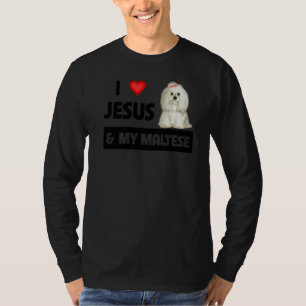 T-shirt J'Aime Jésus Et Mon Chien Maltais Maman Papa Pet P