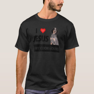 T-shirt J'Aime Jésus Et Mon Coon Hound Chien Maman Papa Pe
