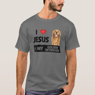 T-shirt J'Aime Jésus Et Mon Golden Retriever Chien Maman P