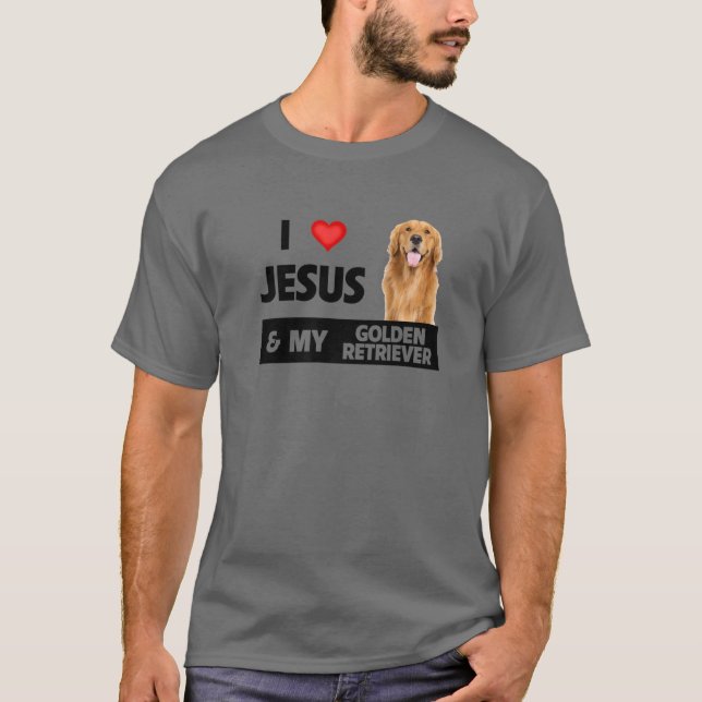 T-shirt J'Aime Jésus Et Mon Golden Retriever Chien Maman P (Devant)