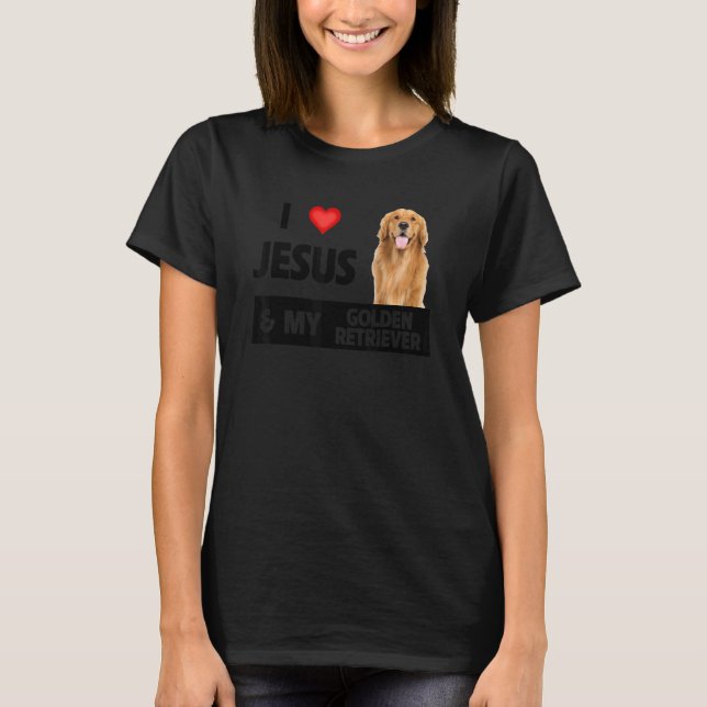 T-shirt J'Aime Jésus Et Mon Golden Retriever Chien Maman P (Devant)