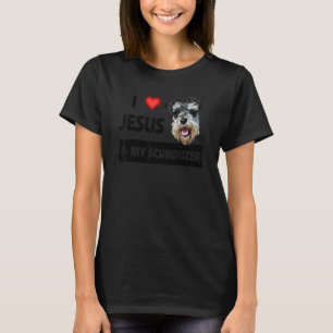 T-shirt J'Aime Jésus Et Mon Schnauzer Chien Maman Papa Pet