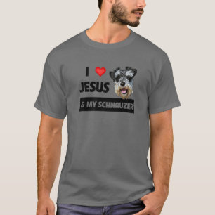 T-shirt J'Aime Jésus Et Mon Schnauzer Chien Maman Papa Pet