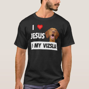 T-shirt J'Aime Jésus Et Mon Vizsla Chien Maman Papa Christ