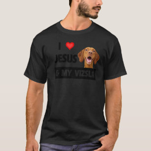 T-shirt J'Aime Jésus Et Mon Vizsla Chien Maman Papa Christ