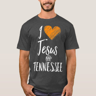 T-shirt J'Aime Jésus Et Tennessee Orange Coeur Mignonne